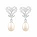 JanKuo Jewelry Silver Tone Vintage Heart Shaped Earrings with a Dangling 7mm FreshWater Pearl with Gift Box
