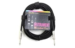 Boston Braided Black Guitar Lead: 20ft / 6m (Straight Jack to Jack) Professional Lead / Cable
