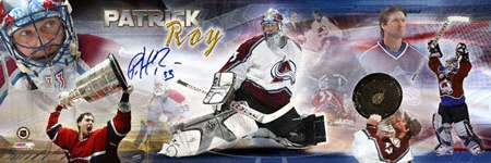 Buy Patrick Roy Colorado Avalanche Autographed Panoramic Photograph by Mounted Memories