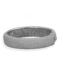 MMA Silver - Rhodium Plated Hinged CZ Bangle