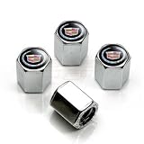 Cadillac Silver Logo Chrome Tire Stem Valve Caps - Official Licensed