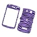 RIM BlackBerry Storm 9530 Thunder 9500 Rubberized Snap On Protector Hard Case Image Cover "Black & Purple Zebra" Design