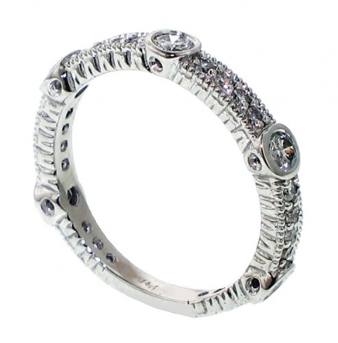 1.00 CT TW Bezel Prong Set Diamond Anniversary Wedding Ring in 14k White Gold