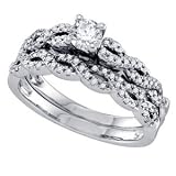 1/2 Carat Diamond 14k White Gold Celtic Bridal Set
