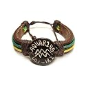 Aquarius the Water Bearer Zodiac Tribal Leather Bracelet with Earth Tone Cord and Beads