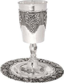 Silver Plated Grape Designed Cup of Elijah & Coaster - 9.1