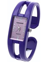 Womens Quartz Wristwatch Purple Alloy Band Rectangle Dial Arabic Numeral Marks