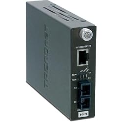 TRENDnet 100Base-TX to 100Base-FX Single Mode SC Fiber Converter (60 Km, 37.3 Miles) TFC-110S60 (Black)