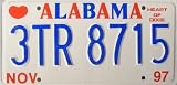 Alabama License Plate Heart of Dixie