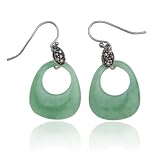 Sterling Silver Marcasite and Jade Open Oval Earrings