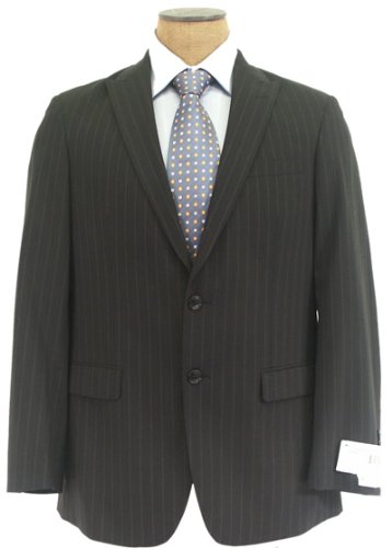 2 Button Pinstripe Black Suit For Men's