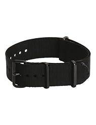 20mm Premium Classic PVD Nylon Solid Black - Easily Interchangeable Replacement Military Watch Strap / Band - Fits All Watches!!!