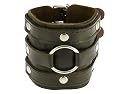 Neptune Giftware Dark Brown Leather Wide Triple Strap Cuff Wrap Gothic Wristband Buckle Fastening - 46