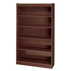 Safco 5-Shelf Reinforced Square-Edge Veneer Bookcase, Mahogany by Safco