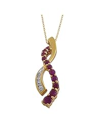 14k Yellow Gold Over Sterling Silver White Sapphire and Ruby Journey Pendant