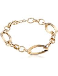 Italian 14k Yellow Gold Polished and Textured Link Bracelet, 7.5"