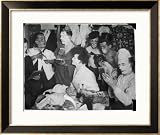 Bunch of Clowns from the Bertram Mills Circus Apply Their Make-Up in Their Dressing-Room Framed Art Poster Print, 33x27