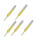uxcell　PCBドリルルータービット　超硬エンドミルカッター　5本入り　超硬ソリッド　シルバートーン　ゴールドトーン