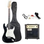 SAVE $80 - Crescent Black Electric Guitar Package with 10 Watt Amp - Beginner Kit $99.95