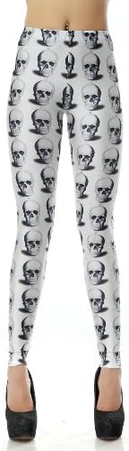 LoveLiness Skulls Calico Printed Leggings One Size White