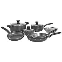 T-fal A821SA94 Initiatives Nonstick Inside and Out Dishwasher Safe 10-Piece Cookware Set, Black