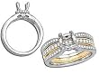 14K Two-Tone Gold Diamond Wedding Set Semimount - 0.50 Ct.