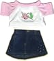 Pink Hummingbird T-shirt w/ Denim Sparkle SkirtOutfit fits 8"-10" Stuffed Animals like Webkinz, Shining Star and 8" - 10" Stuffed Animals