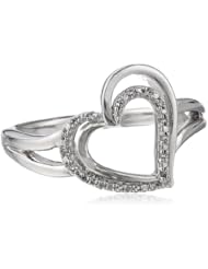 Sterling Silver Diamond Heart Ring (0.05 cttw, I-J Color, I2-I3 Clarity)