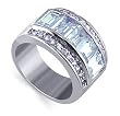 Baguette Clear Cubic Zirconia Band Sterling Silver Ring