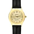 Women's Round Gold Inspirational "Believe" Diamond Accent Strap Watch - Black