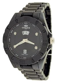 Oniss #ON8013-M1 Men's Black Ceramic Diamond Index Sports Watch