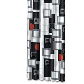 Black Red Gray White Contemporary Urban Beat Fabric Shower Curtain