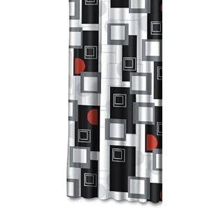 Black Red Gray White Contemporary Urban Beat Fabric Shower Curtain