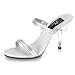 Caress 4 Inch Cute Wedding Shoes Stiletto Heel Two-Band Slide Rhinestone Accents Silver and Clear Pleaser CLEARANCE