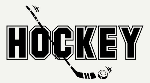 Wall Décor Plus More WDPM1243 Hockey with Stick and Puck Wall Letters Vinyl Sticker Decal, 23-Inch W x 12.5-Inch H, Black