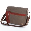 Braune, grosse unisex Troop London Umh�ngetasche aus Leinen mit 2 Reissverschl�ssen 200BR