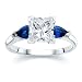 2.01 CT PRINCESS DIAMOND W PEAR BLUE SAPPHIRE RING 18K