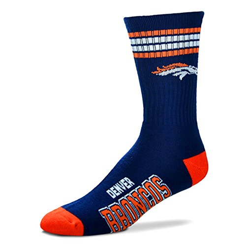 NFL 4 Stripe Deuce Socks - Men's Large (fits 10-13) (Denver Broncos)