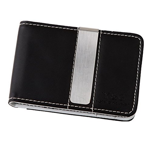 Black/White Leather Bi-Fold Money Clip Wallet for men Cheapest Gift Y&G Money Clip WM1002 One Size Beige