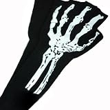 Punk Skeleton Fingerless Black Arm Warmer Gloves