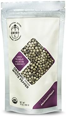 Spice Monger Organic White Peppercorns, Whole (3.5oz)