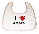 Baby Bib with I Love Amaya (first name/surname/nickname) by Shopzeus