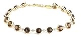14k Yellow Gold Smoky Quartz and Diamond Bracelet, 7.25