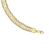 14K Two-Tone Gold Balinese Bead Bracelet - 7.5 inches