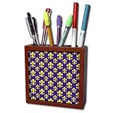 777images Designs Graphic Design Fleur de lis - Fleur de lis pattern in LSU colors Dark Purple and Canary Yellow - Tile Pen Holders-5 inch tile pen holder