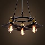 SEOL-LIGHT Factory Filament Chandeliers with 3 light Black Metal Shape ,Max 180W Flush Mount Fixture,Dinning Table,Bar,Foyer