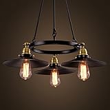 SEOL-LIGHT Factory Filament Chandeliers with 3 light Black Metal Shape ,Max 180W Flush Mount Fixture,Dinning Table,Bar,Foyer