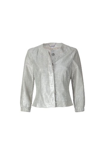 APART Damen Blazer & Sakko  Lederblazer, Gr. 42, Silber (silber) Preisvergleich