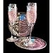 America s Flag Design - Hand Painted - Toasting Flutes - 6 oz. & 7 inch Cake Plates