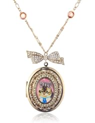 Betsey Johnson "Vintage Kitty" Cameo Locket Long Pendant Necklace, 31"